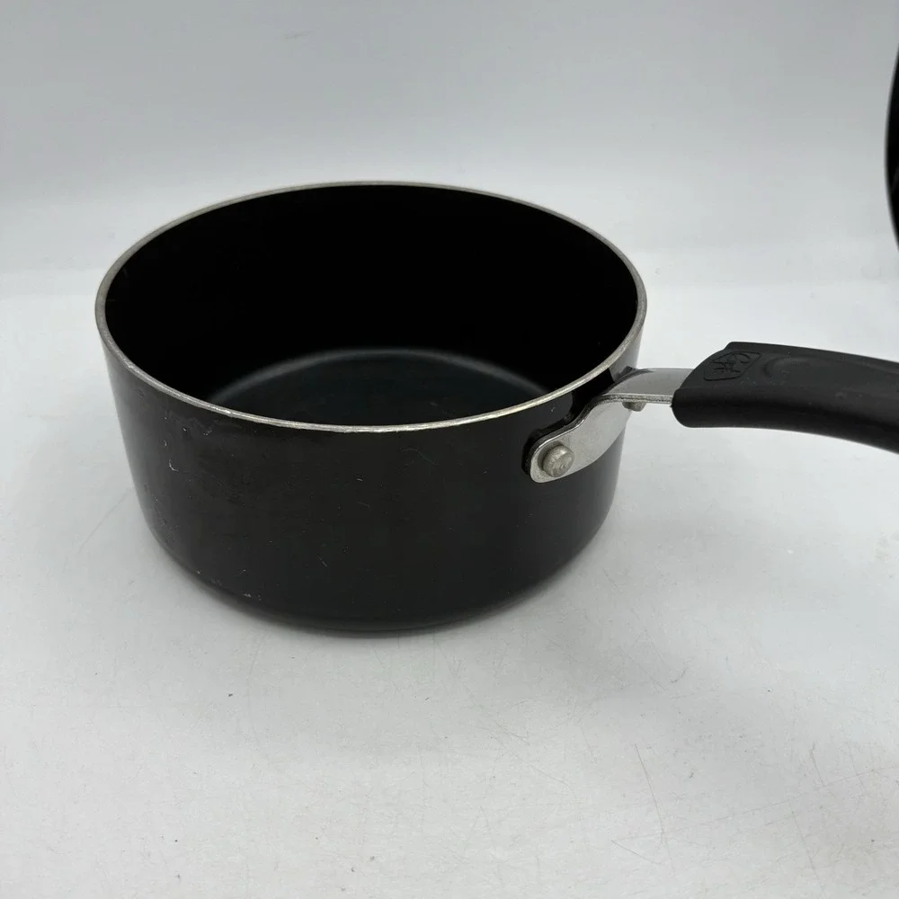 Guy‎ Fieri Saucepan Pot 1.5 Quart 1.4 L w Glass Lid Black Non Stick